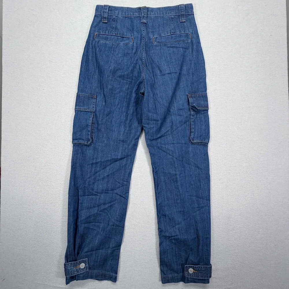Banana Republic Womens Barrel Cargo Jean Relaxed Blue High Rise Utility 27/4R
